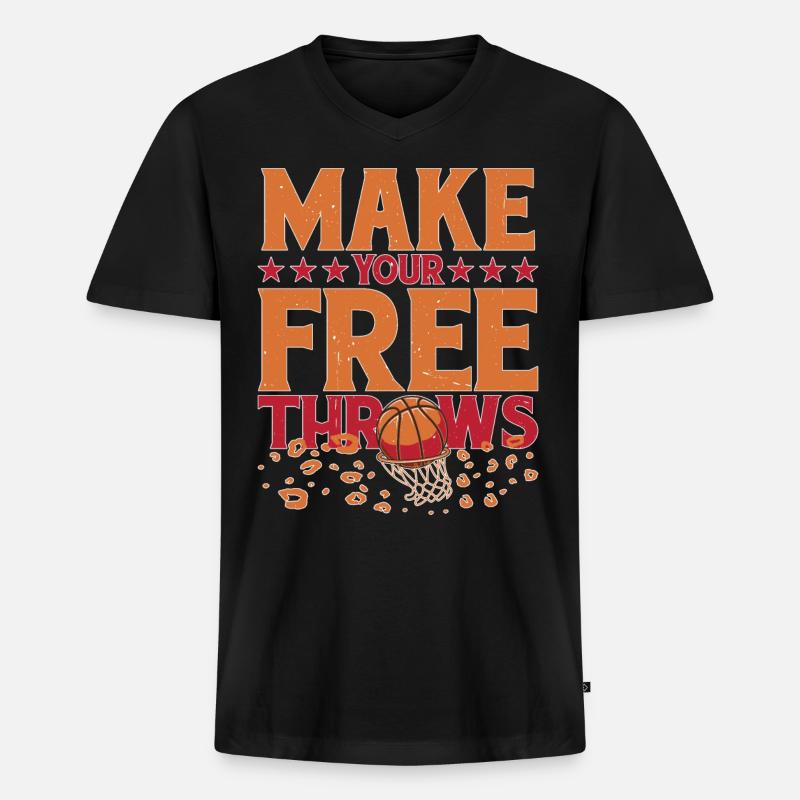 Make Your Free Throws 5 - Männer Premium Bio T-Shirt mit V-Ausschnitt - Schwarz