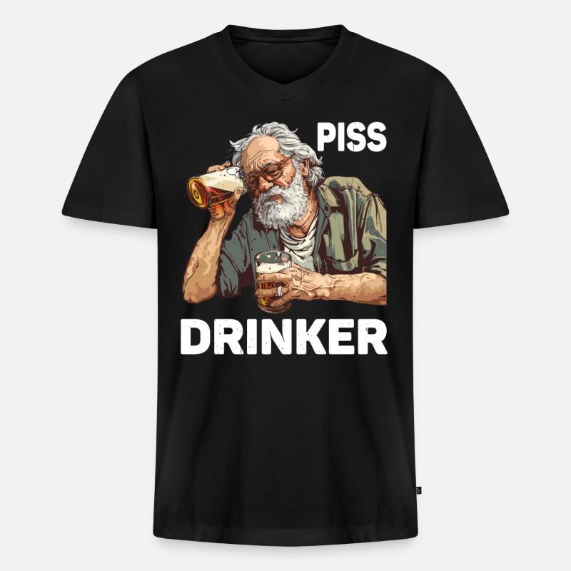 Piss Drinker 46 - Männer Premium Bio T-Shirt mit V-Ausschnitt - Schwarz