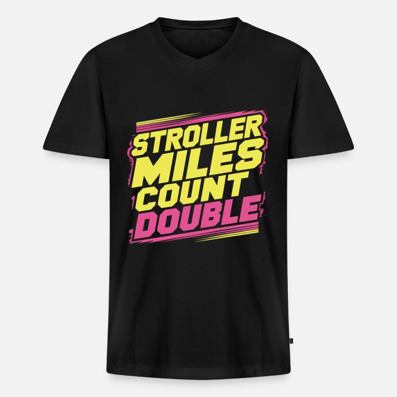 Stroller Miles Count Double 13 - Männer Premium Bio T-Shirt mit V-Ausschnitt - Schwarz