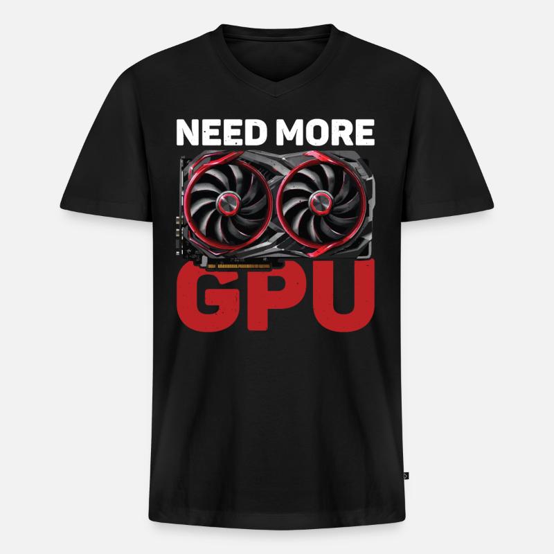 Need More Gpu 10 - Männer Premium Bio T-Shirt mit V-Ausschnitt - Schwarz
