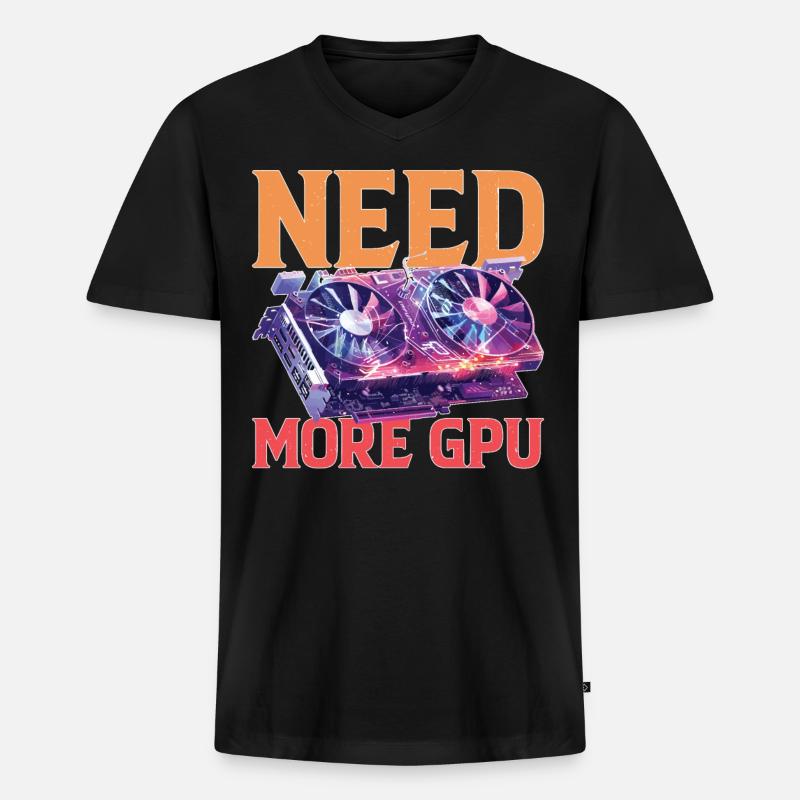 Need More Gpu 9 - Männer Premium Bio T-Shirt mit V-Ausschnitt - Schwarz