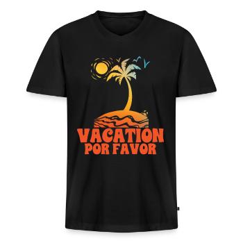 Vacation Por Favor 4 - Men's Premium Organic T-shirt with V-neck - black - Front - Nico (187cm)