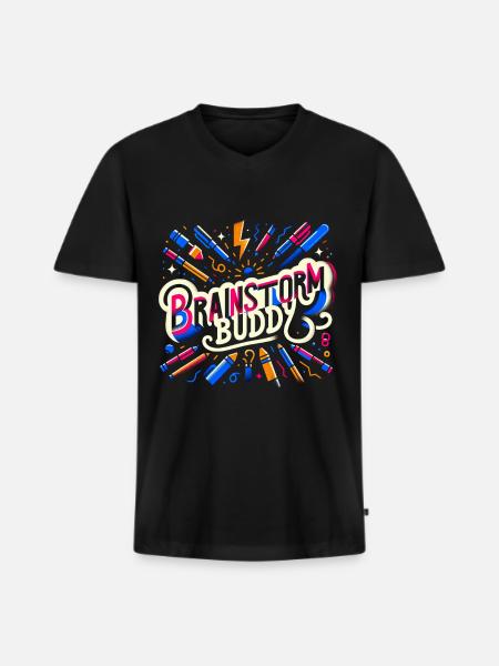 Brainstorm Buddy 10 - Men's Premium Organic T-shirt with V-neck - black