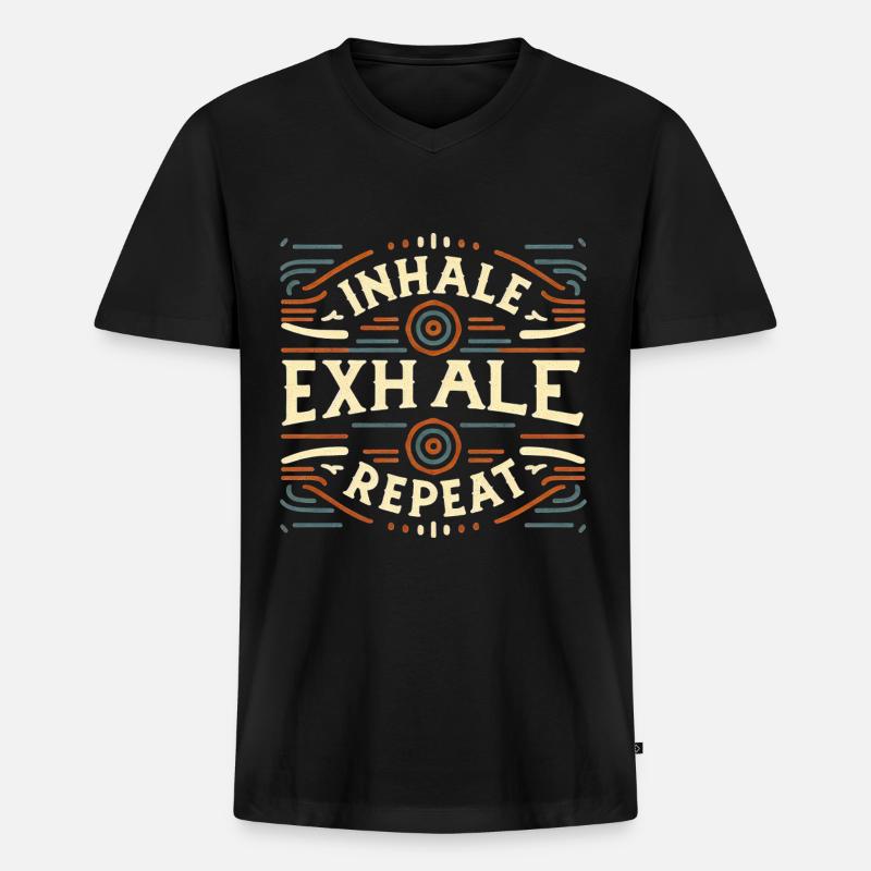 Inhale Exhale Repeat 8 - Männer Premium Bio T-Shirt mit V-Ausschnitt - Schwarz