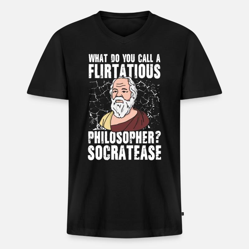 Flirtatious Philosopher Socratease - Männer Premium Bio T-Shirt mit V-Ausschnitt - Schwarz
