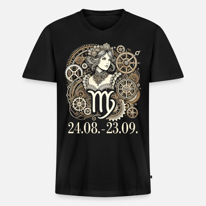 Sternzeichen Jungfrau Steampunk Stil - Männer Premium Bio T-Shirt mit V-Ausschnitt - Schwarz