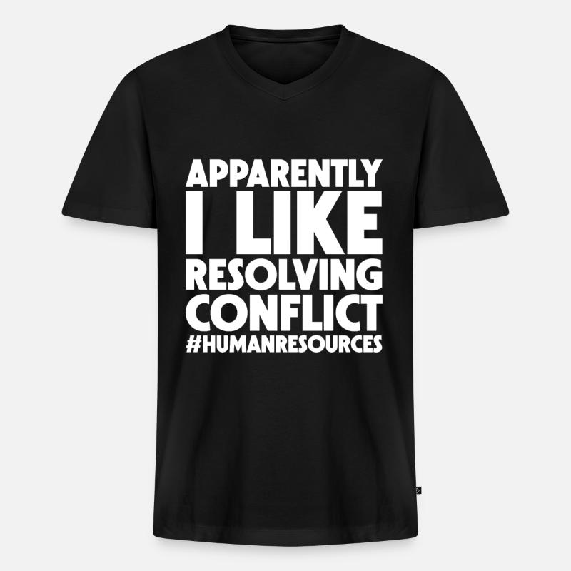 Apparently I Like Resolving Conflict - Männer Premium Bio T-Shirt mit V-Ausschnitt - Schwarz