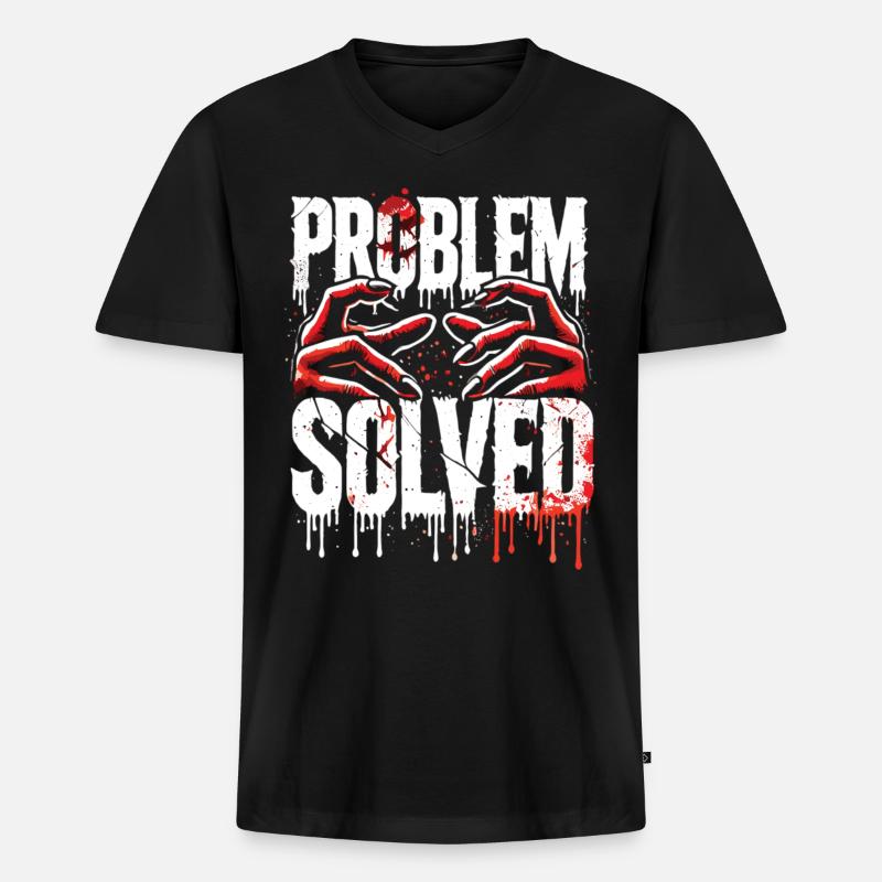 Shocking Solution - Problem Solved - Men's Premium Organic T-shirt with V-neck - black