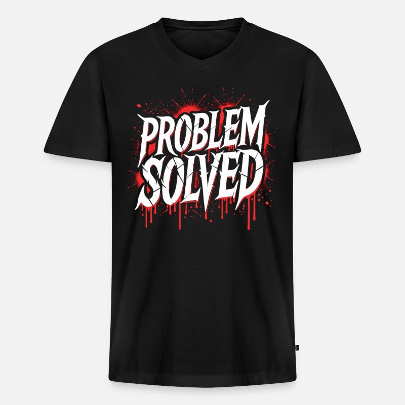 Problem Gelöst - Problem Solved - Männer Premium Bio T-Shirt mit V-Ausschnitt - Schwarz