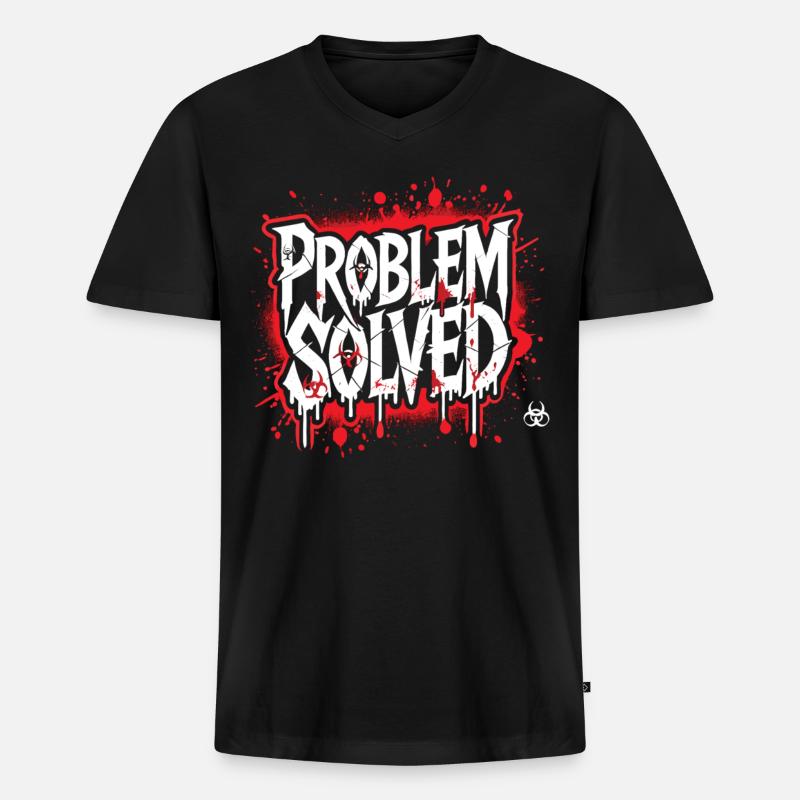 Shocking Solution - Problem Solved - Men's Premium Organic T-shirt with V-neck - black