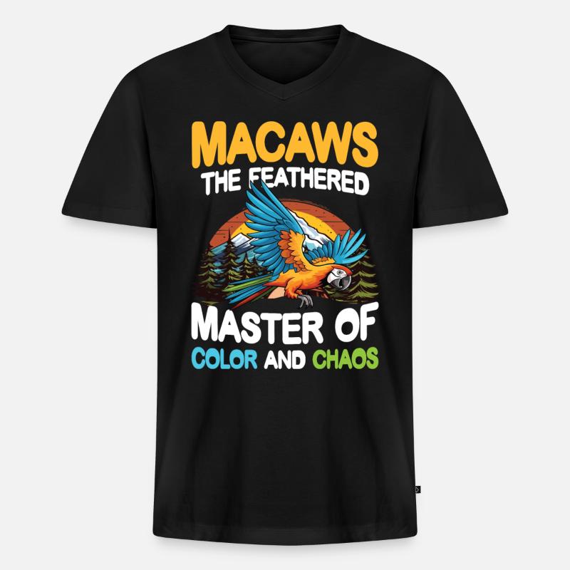 Macaws The Feathered Masters - Männer Premium Bio T-Shirt mit V-Ausschnitt - Schwarz
