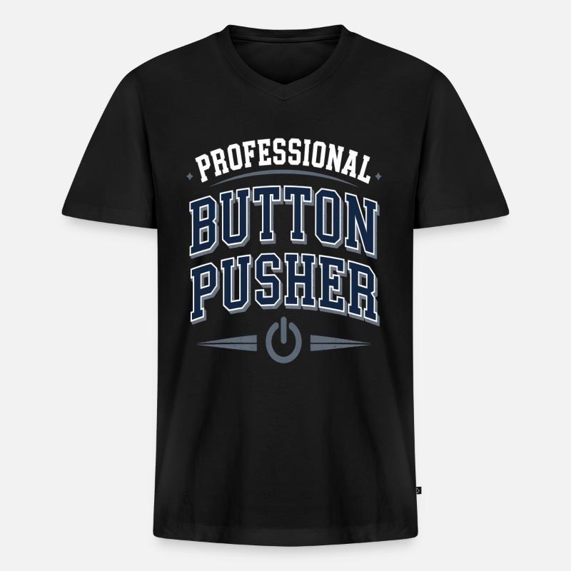 Professional Button Pusher - Männer Premium Bio T-Shirt mit V-Ausschnitt - Schwarz