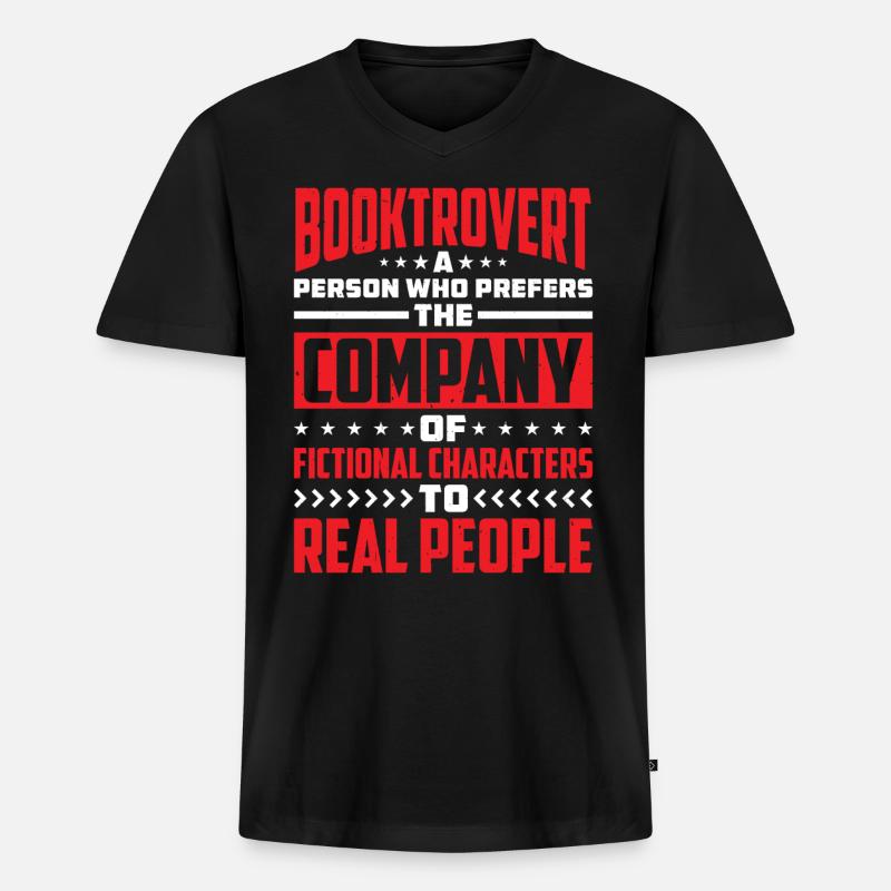 Booktrovert Definition Description 31 - Männer Premium Bio T-Shirt mit V-Ausschnitt - Schwarz