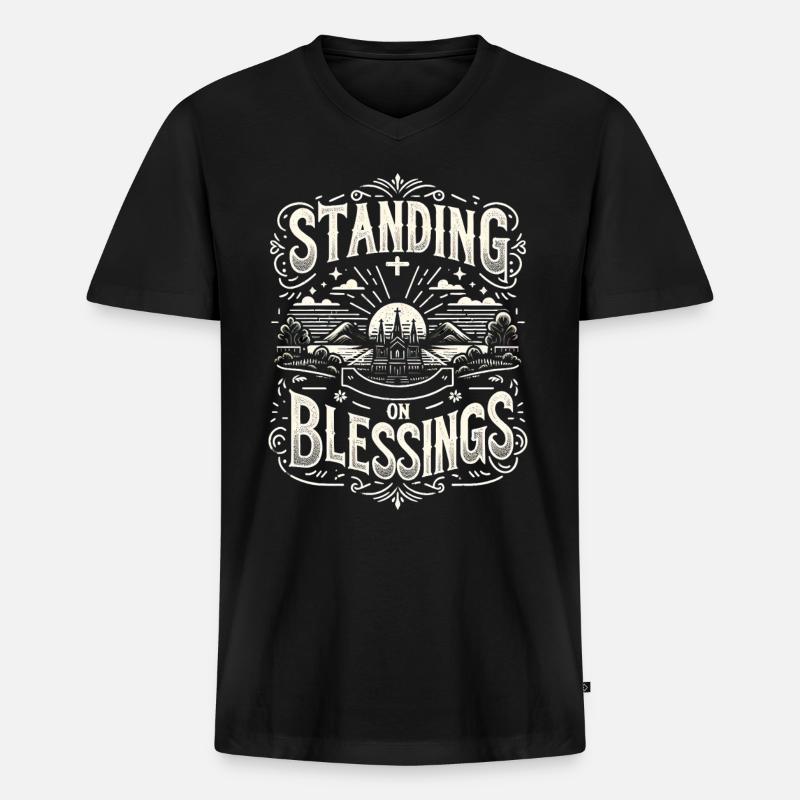 Standing On Blessings 6 - Männer Premium Bio T-Shirt mit V-Ausschnitt - Schwarz