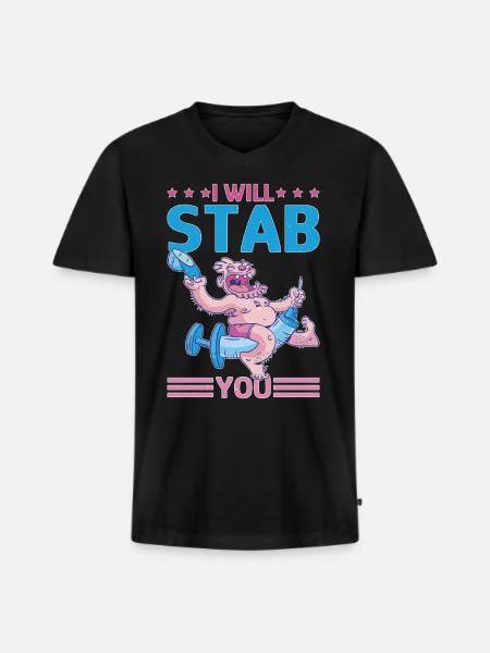 I Will Stab You 5 - Männer Premium Bio T-Shirt mit V-Ausschnitt - Schwarz