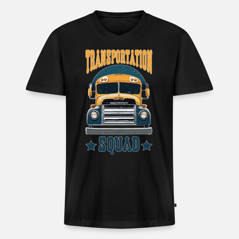 Transportation Squad 5 - Männer Premium Bio T-Shirt mit V-Ausschnitt - Schwarz