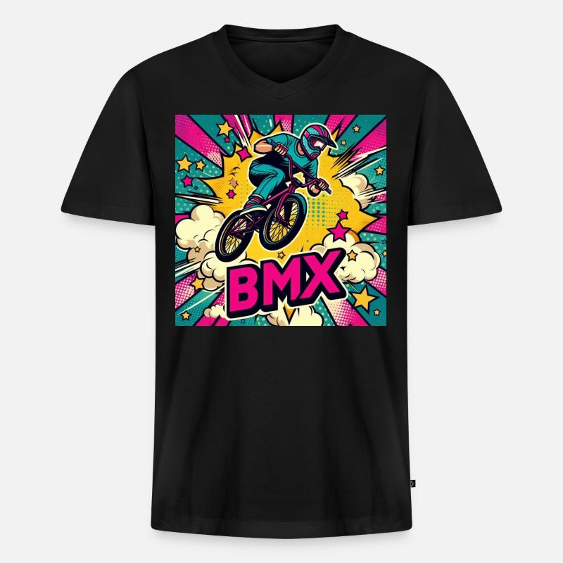 BMX Rad - Männer Premium Bio T-Shirt mit V-Ausschnitt - Schwarz