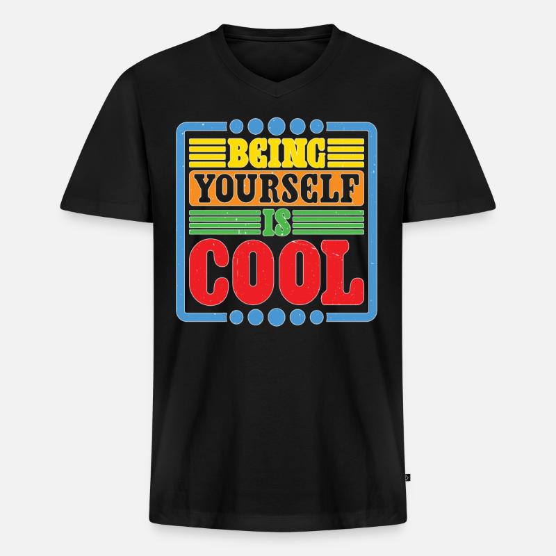 Being Yourself Is Cool - Männer Premium Bio T-Shirt mit V-Ausschnitt - Schwarz