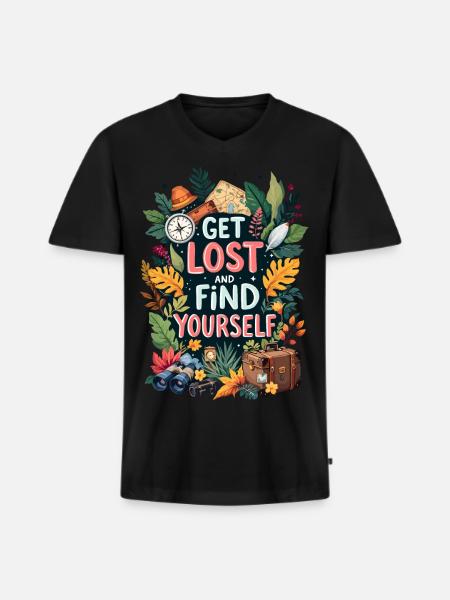 Get Lost - Men's Premium Organic T-shirt with V-neck - black