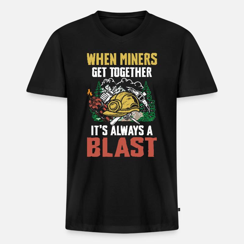 When Miners Get Together - Männer Premium Bio T-Shirt mit V-Ausschnitt - Schwarz