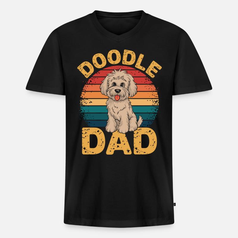 Doodle Dad – Labradoodle & Goldendoodle - Männer Premium Bio T-Shirt mit V-Ausschnitt - Schwarz