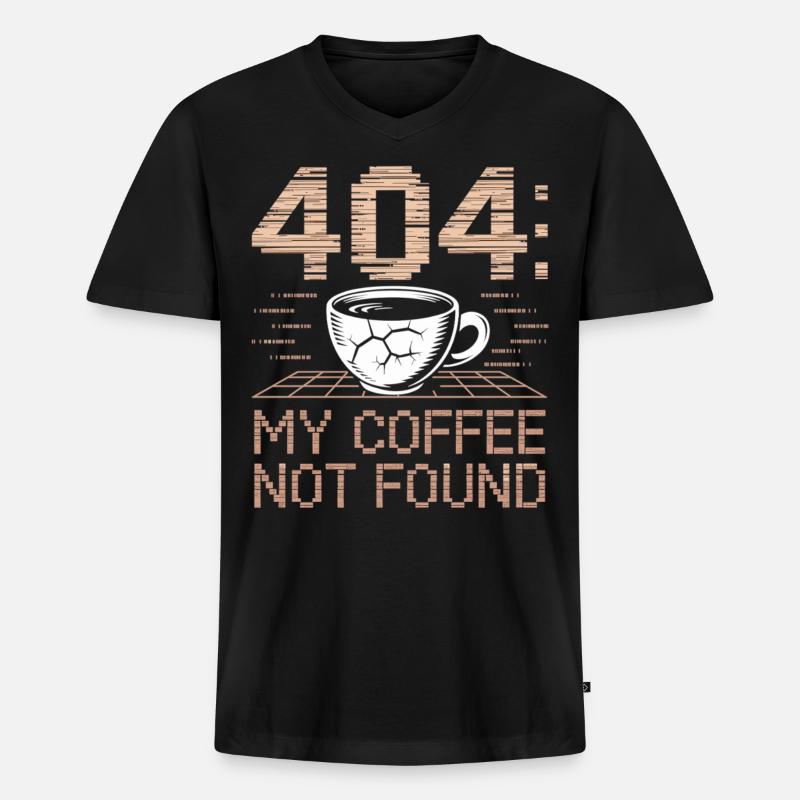 Kaffee Shirt 404 Fehlercode - Männer Premium Bio T-Shirt mit V-Ausschnitt - Schwarz