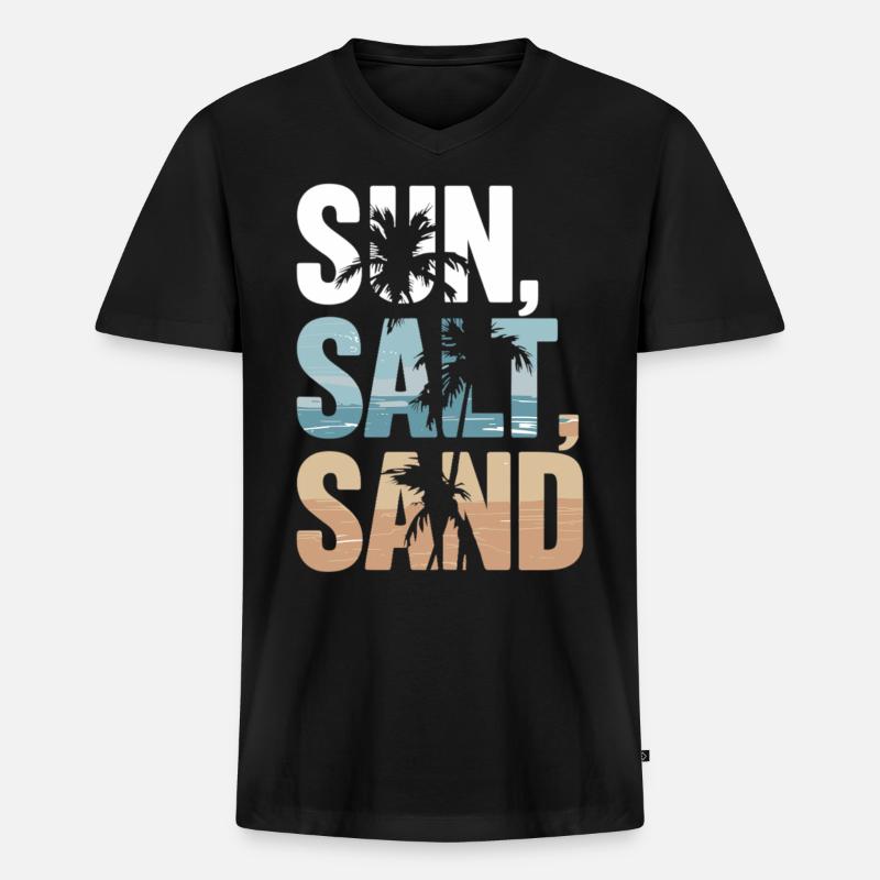 Sun, Salt, Sand – Strandzeit! - Männer Premium Bio T-Shirt mit V-Ausschnitt - Schwarz