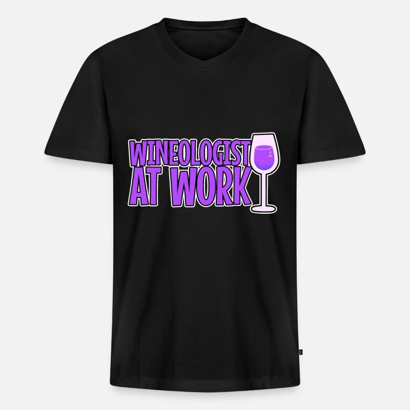 Wineologist At Work 2 - Männer Premium Bio T-Shirt mit V-Ausschnitt - Schwarz