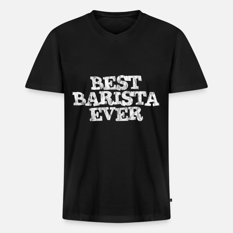 Best Barista Ever 3 - Männer Premium Bio T-Shirt mit V-Ausschnitt - Schwarz