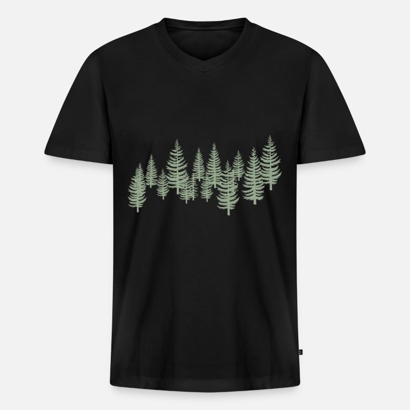 Baum -Bäume - Wald - Männer Premium Bio T-Shirt mit V-Ausschnitt - Schwarz