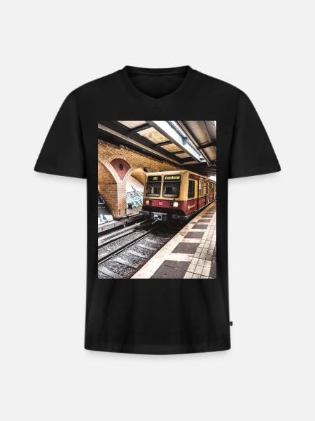 Pankow - Männer Premium Bio T-Shirt mit V-Ausschnitt - Schwarz