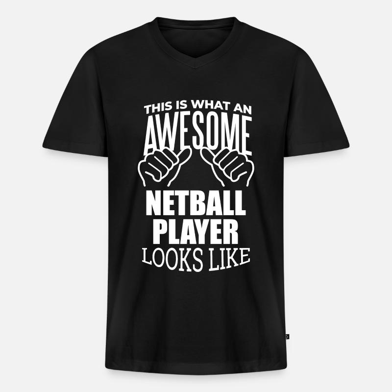 Netzball - Männer Premium Bio T-Shirt mit V-Ausschnitt - Schwarz