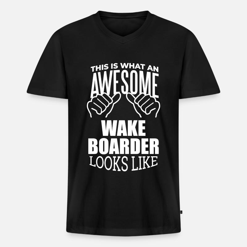 Wakeboard - Männer Premium Bio T-Shirt mit V-Ausschnitt - Schwarz