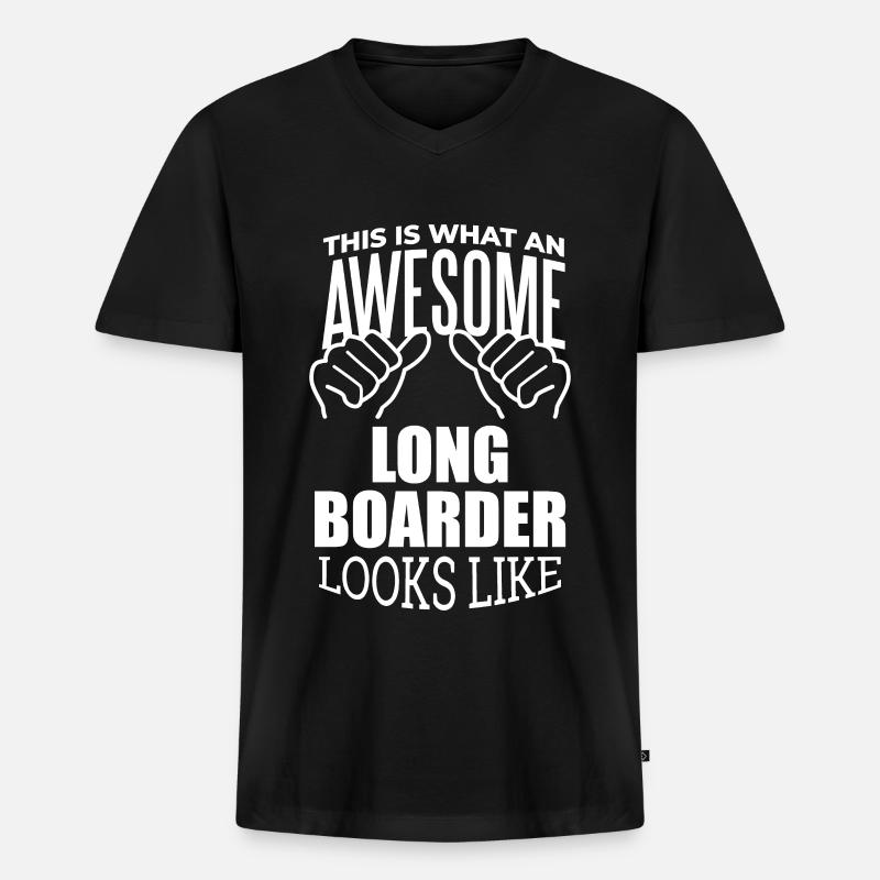 Longboarder - Männer Premium Bio T-Shirt mit V-Ausschnitt - Schwarz