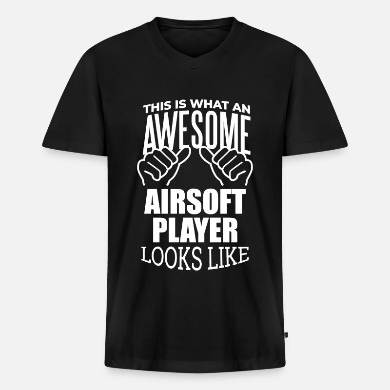Airsoft - Männer Premium Bio T-Shirt mit V-Ausschnitt - Schwarz
