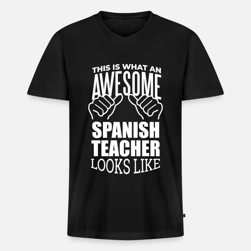 Spanisch - Männer Premium Bio T-Shirt mit V-Ausschnitt - Schwarz