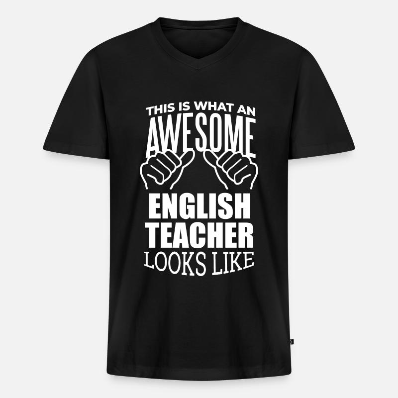 Englisch - Männer Premium Bio T-Shirt mit V-Ausschnitt - Schwarz