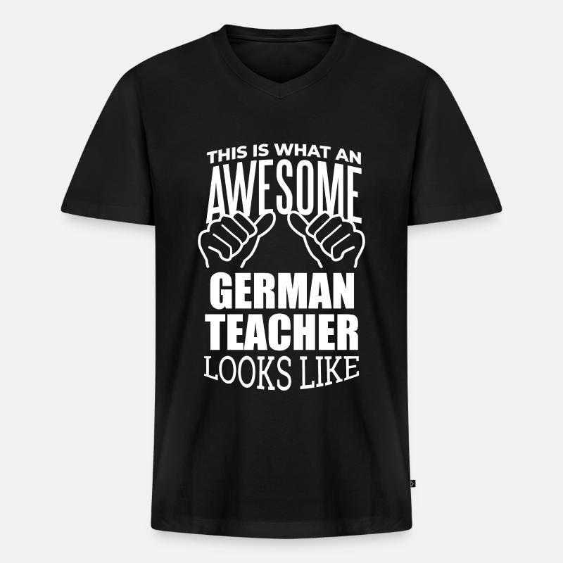 Deutsch - Männer Premium Bio T-Shirt mit V-Ausschnitt - Schwarz