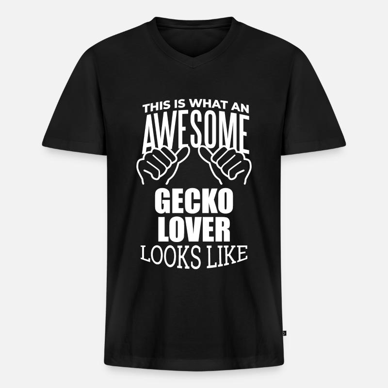 Gecko - Männer Premium Bio T-Shirt mit V-Ausschnitt - Schwarz