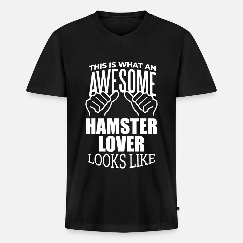 Hamster - Männer Premium Bio T-Shirt mit V-Ausschnitt - Schwarz