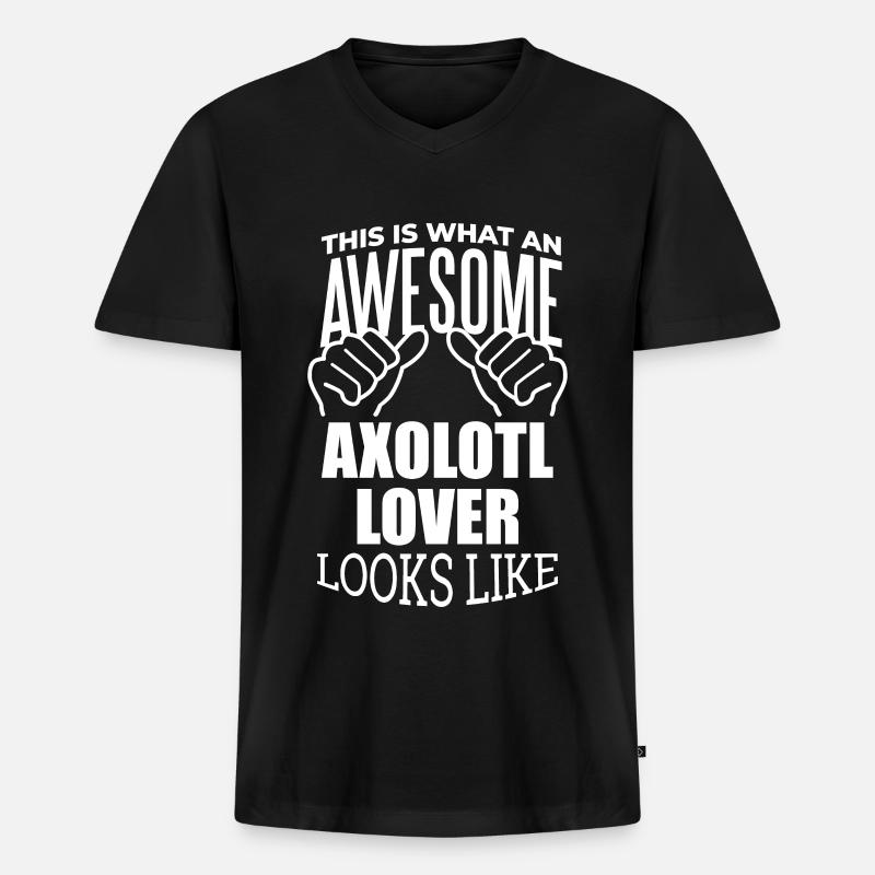 Axolotl - Männer Premium Bio T-Shirt mit V-Ausschnitt - Schwarz