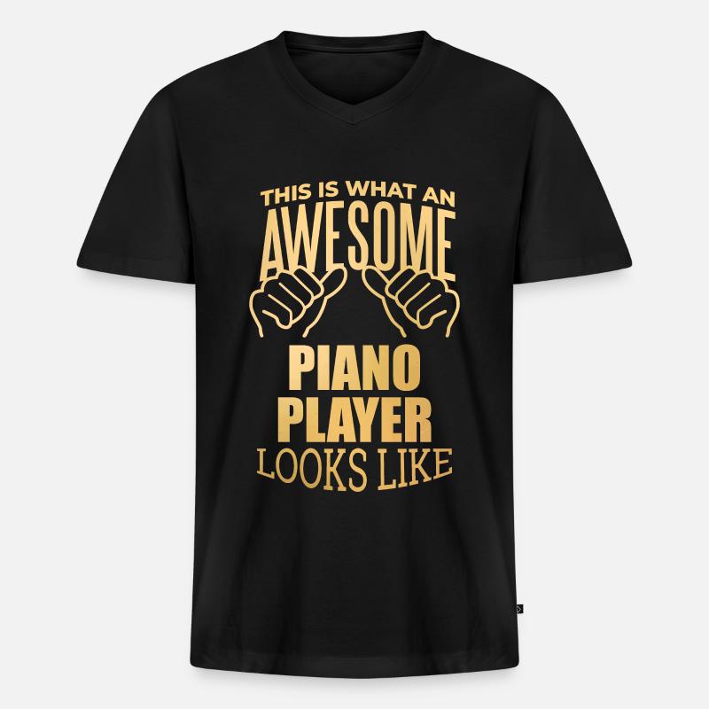 Klavier - Männer Premium Bio T-Shirt mit V-Ausschnitt - Schwarz