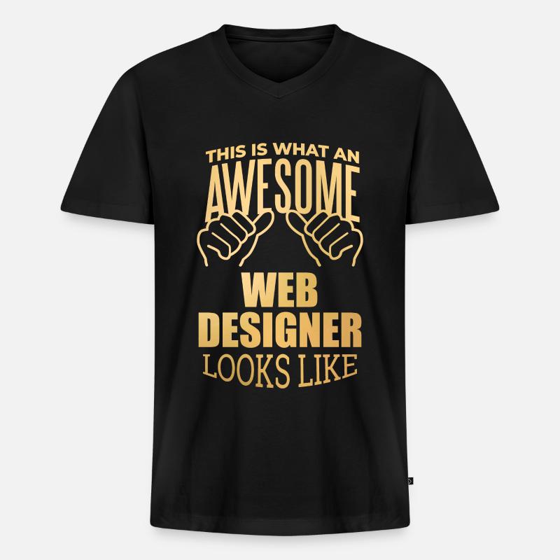 Webdesigner - Männer Premium Bio T-Shirt mit V-Ausschnitt - Schwarz