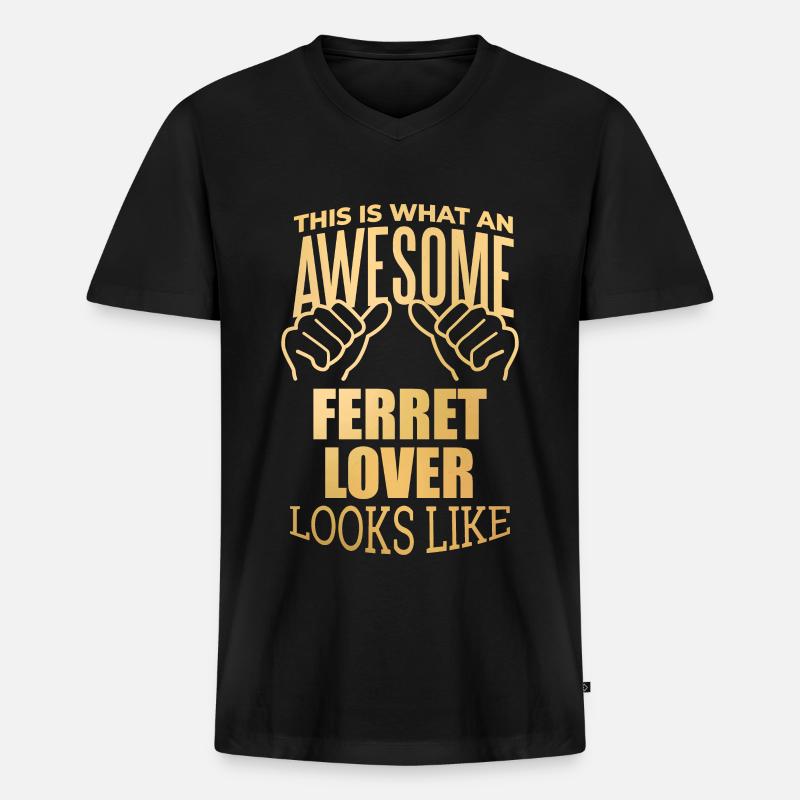 Frettchen - Männer Premium Bio T-Shirt mit V-Ausschnitt - Schwarz
