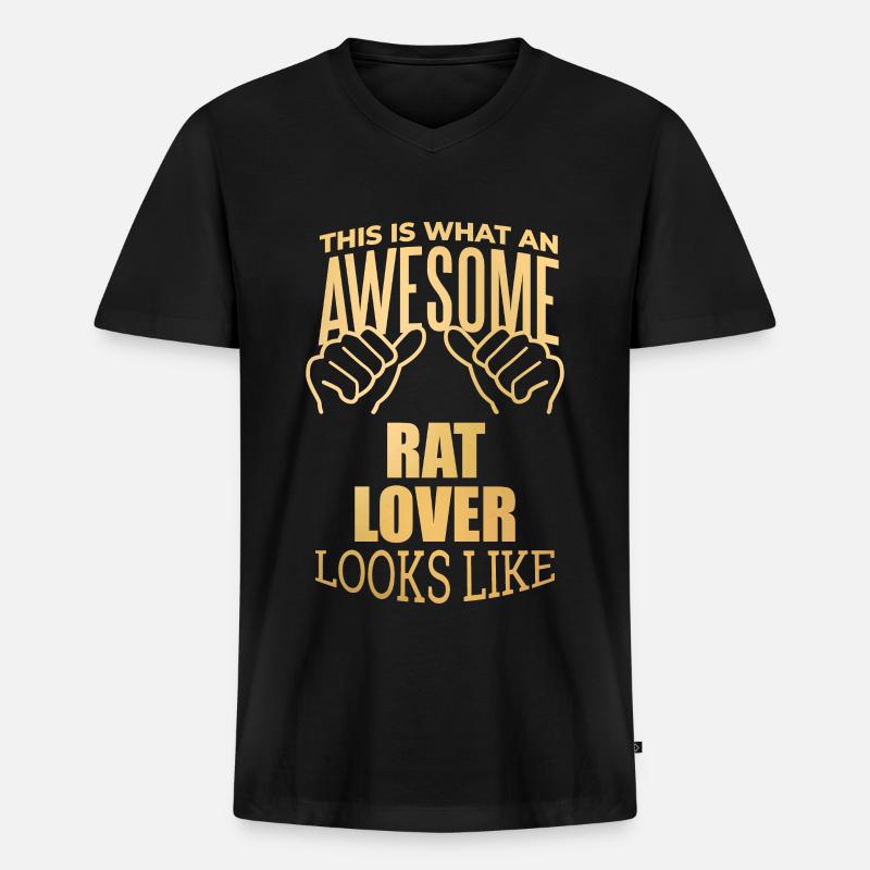 Ratte - Männer Premium Bio T-Shirt mit V-Ausschnitt - Schwarz