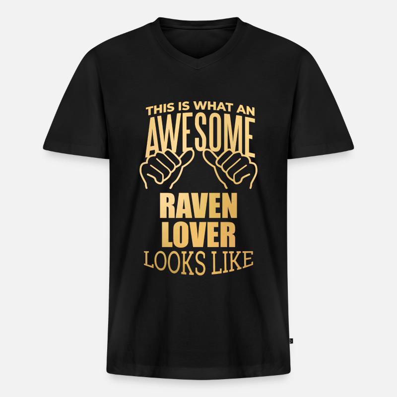Rabe - Männer Premium Bio T-Shirt mit V-Ausschnitt - Schwarz