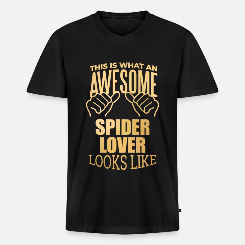 Spinne - Männer Premium Bio T-Shirt mit V-Ausschnitt - Schwarz