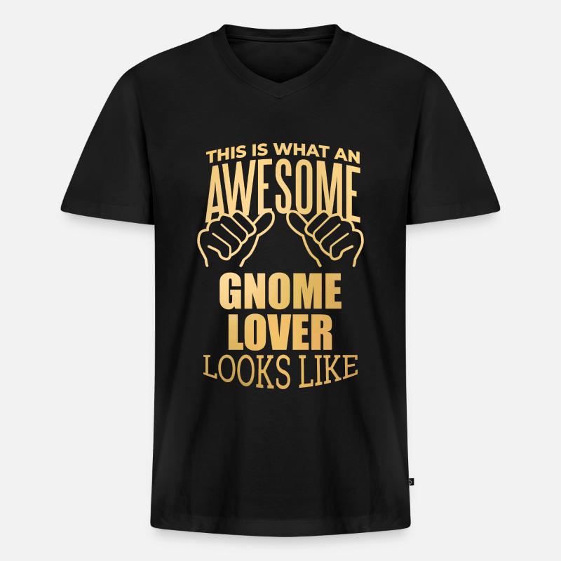 Gnom - Männer Premium Bio T-Shirt mit V-Ausschnitt - Schwarz
