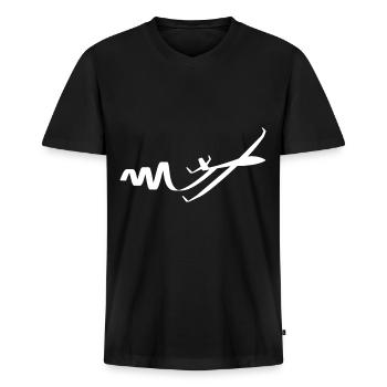 Segelflugzeug - Männer Premium Bio T-Shirt mit V-Ausschnitt - Schwarz - Vorne - Nico (187cm)