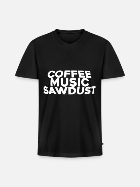 Coffee Music Sawdust - Men's Premium Organic T-shirt with V-neck - black